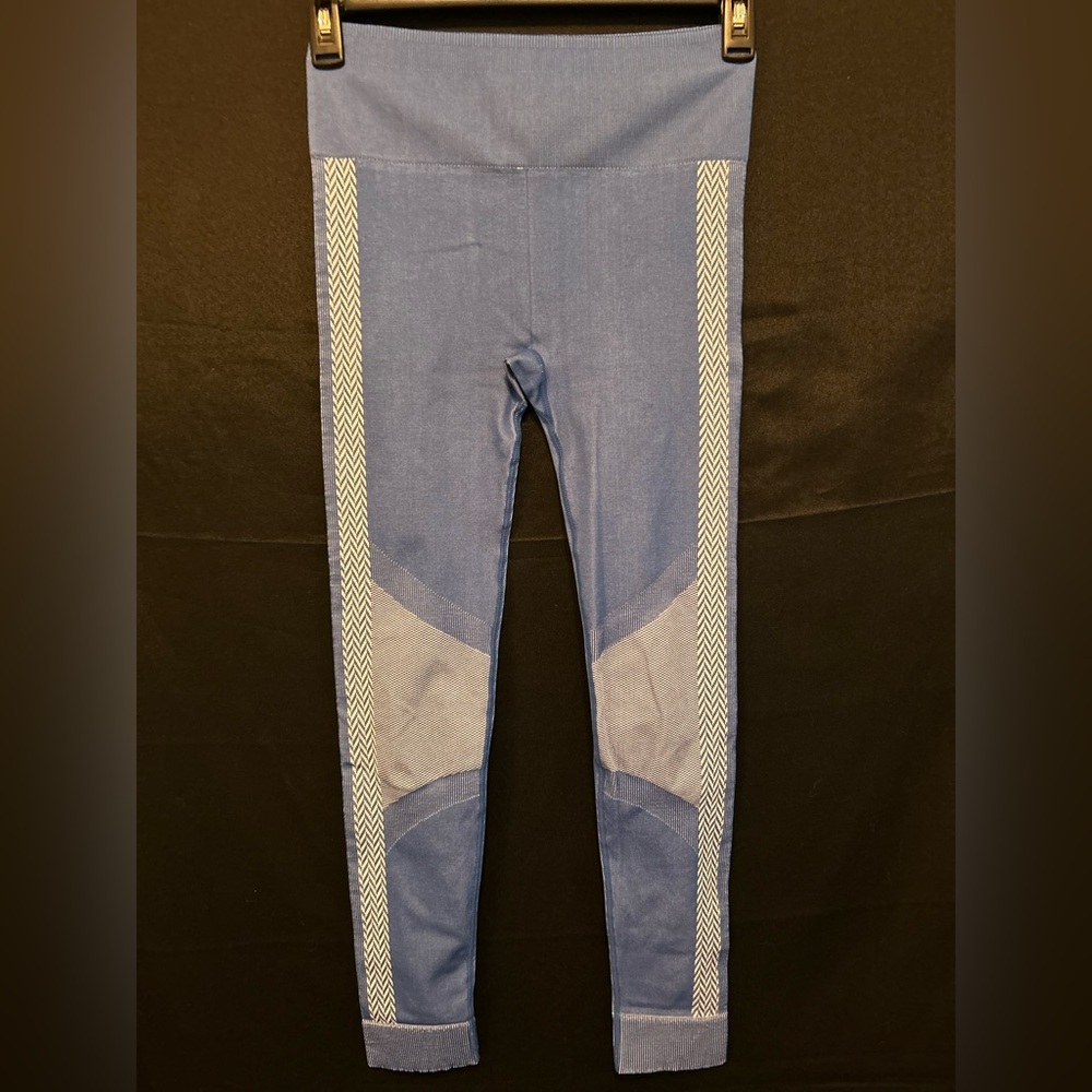 Fabletics Blue Seamless High Waisted Check Compression Chevron Leggings Small